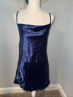 Navy Satin Slip Chemise - Elegant Women's Sleepwear